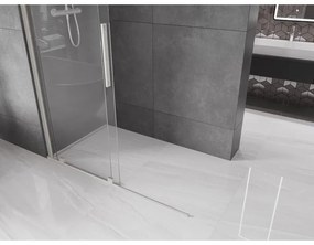 Mexen Velar, sprchová zástena s posuvnými dverami Walk-in 140 x 200 cm, 8mm číre sklo, brúsená oceľ, 871-140-000-03-97
