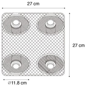 Priemyselné stropné bodové svetlo čierne s drevom 4-svetlo - Jasmine