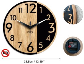 Dřevěné nástěnné hodiny Alfred 33 cm dub přírodní/černé