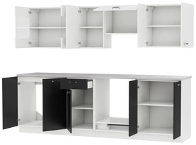 Kuchyňa Charles I, Farby: Biela / Čierna + Biela, Osvetlenie: osvetlenie LED biele