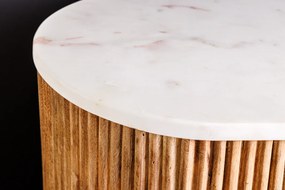 Sideboard TRES 70cm mango wood natural w/ white marble top and golden handles