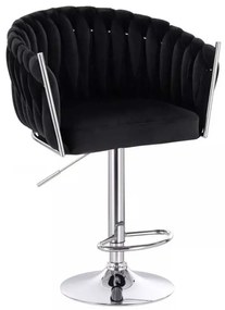 LuxuryForm DESIGN Barová stolička NORDEN VELUR na striebornom tanieri - čierna