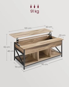 Konferenční stolek Vasagle Undo s prodlužovací deskou camel hnědá/černý