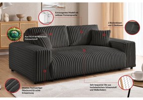 Tmavosivá menčestrová pohovka 178 cm Justin – Ropez