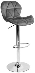 Barová stolička GORDON zamat sivá/strieborná