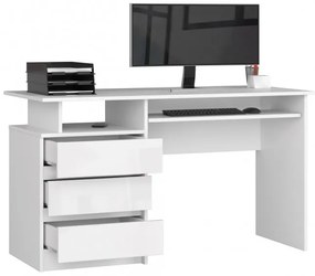 Kancelársky stôl CLP 135 cm biely / biely lesk