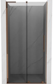 Mexen Velar L, posuvné sprchové dvere do otvoru 90 cm, 8mm šedé sklo, ružové zlato, 871-090-003-41-60