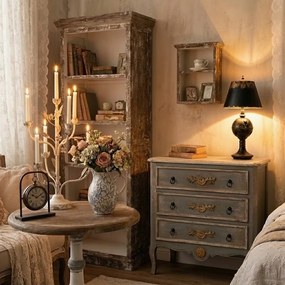 Zelená antik drevená komoda so šuplíkmi Brocante - 95*38*90 cm