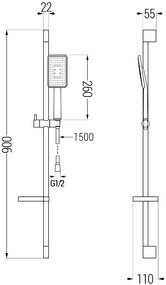 Mexen sprchový set DS54, čierna/chrom, 785544583-17