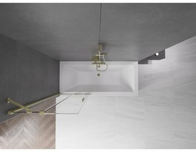 Mexen Velar, 2-krídlová posuvná vaňová zástena 70 x 150 cm, 8mm číre sklo, zlatý matný profil, 896-070-000-01-55