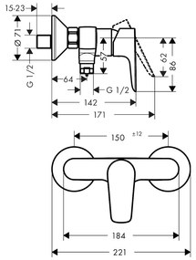 Hansgrohe Talis E, nástenná páková sprchová batéria, kefovaný bronz, HAN-71760140