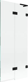 Mexen Lunar L, 2-krídlová vaňová zástena pravá 80 x 150 cm, číre sklo, čierna matná, 897L-080-100-70-00-P