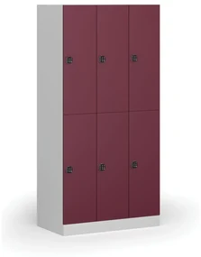 Šatníková skrinka s úložnými boxmi, 6 boxov, 1850 x 900 x 500 mm, kódový zámok, červené dvere