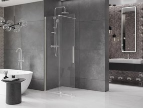 Mexen Velar, sprchová zástena s posuvnými dverami Walk-in 85 x 200 cm, 8mm číre sklo, brúsená oceľ, 871-085-000-03-97