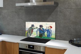 Sklenený obklad do kuchyne Umenie muži stretnutie 125x50 cm