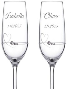 Dekorant Svadobné poháre na šampanské so Swarovski kryštálmi Petit Heart 150 ml 2KS