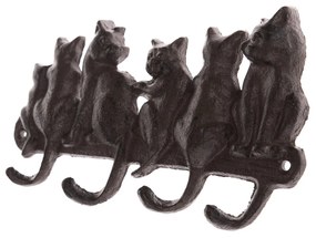 Liatinový vešiak Mačky čierna, 11 x 22 cm