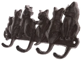 Liatinový vešiak Mačky čierna, 11 x 22 cm