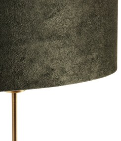 Stolná lampa bronzová s oválnym zamatovým tienidlom zelená 35cm - Parte
