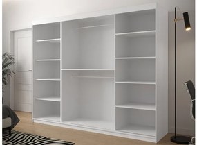 Šatníková skriňa s posuvnými dverami Ratintu 1 250 cm, zásuvka: áno, Farby: čierna / dub artisan + čierna