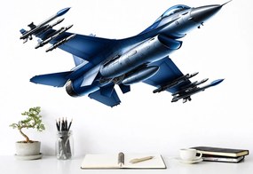 Stíhačka F16 textilná preliepateľná nálepka na stenu arch 46 x 23 cm