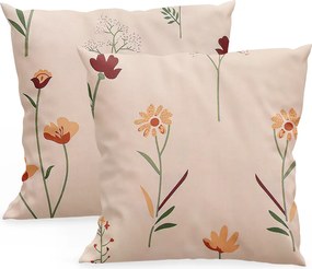 XPOSE® Bavlnená obliečka na vankúš DIVOKÉ MAKY - béžová 40x40 cm 2ks