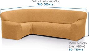 Super strečové poťahy RUBINIA zlatá rohová sedačka (š. 340 - 540 cm)