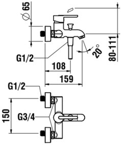 LAUFEN H3210810044001 - Vaňová batéria LUA lesklý chróm