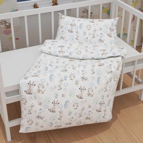 Biante Detské bavlnené posteľné obliečky do postieľky Sandra SA-478 Lesné zvieratká v čučoriedkach na bielom Do postieľky 90x120 a 40x60 cm