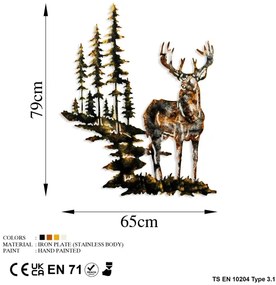 Nástenná dekorácia 65x79 cm jeleň kov