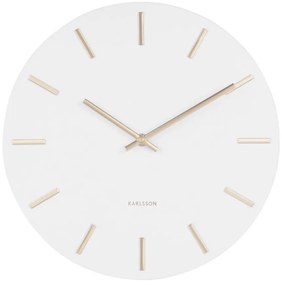 Biele nástenné hodiny s ručičkami v zlatej farbe Karlsson Charm, ø 30 cm