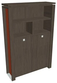 Vysoká šatníková skriňa Verno+ S 140 x 46 x 210 cm, s regálom, dub antracit / oranžová