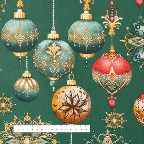 Biante Bavlnený štvorcový obrus Sandra SA-529 Vianočné banky na zelenom 100x100 cm