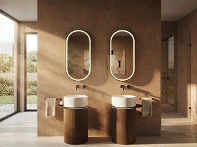 Sapho Sapho, OASIS keramické umývadlo voľne stojace ø 40x89cm, biela/dub Alabama, AS408-H3331