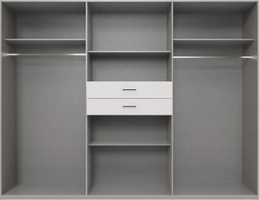 Šatníková skriňa so zrkadlami Düsseldorf, 270 cm, biela