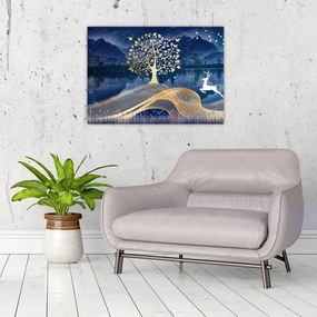 Obraz jeleňov pri splne (70x50 cm)