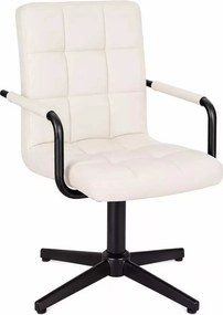 LuxuryForm DESIGN Otočná stolička VERONA BLACK na čiernom kríži - biela