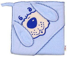 Baby Nellys Detská osuška Psík s kapucňou - modrá 80 x 80