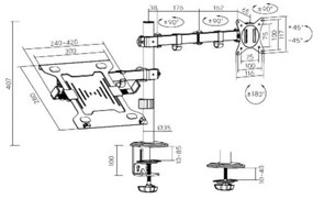 Držiak monitoru a laptopu Brateck LDT66-C024ML, čierna