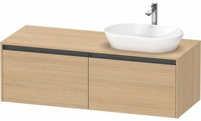 DURAVIT Ketho 2 závesná skrinka pod umývadlo na dosku (umývadlo vpravo), 2 zásuvky, 1400 x 550 x 459 mm, dub prírodný, K24888R30300000