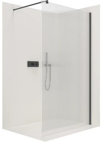 CERANO - Sprchová zástena Walk-in Onyx Ľ/P - guľatá vzpera - čierna matná, ryhované sklo - 150x200 cm, CER-CER-8050BD309