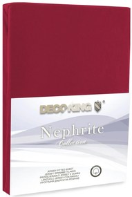 Bavlnené jersey prestieradlo s gumou DecoKing Nephrite tmavočervené