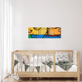 Obraz starovekej maľby (s hodinami) (90x30 cm)