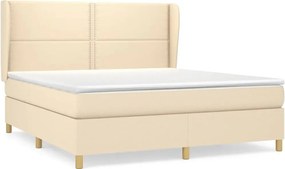 vidaXL Kontinentálna posteľ s matracom, krémová, tkanina, 180 x 200 cm