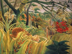 Umelecká tlač Tiger in a Tropical Storn (Rainforest Landscape) - Henri Rousseau, (40 x 30 cm)