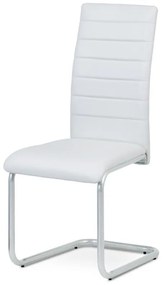 Moderná jedálenská stolička v bielej koženke s pohupovacou podnožou