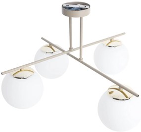 Stropné svietidlo Florence, 4x biele sklenené tienidlo, be/g
