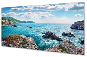 Obraz na akrylátovom skle Grécko morské hory 120x60 cm