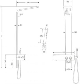 Mexen Sund, sprchový panel, čierna, 7620-02-70