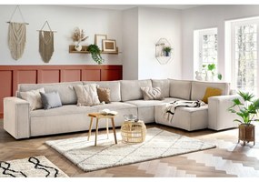Krémovobiela menčestrová rohová pohovka (pravý roh) Nihad modular – Bobochic Paris